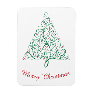 Elegante rode en groene kalligrafie kerstboom magneet
