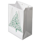 Elegante rode en groene kalligrafie kerstboom medium cadeauzakje (Voorkant Gekanteld)