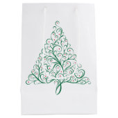 Elegante rode en groene kalligrafie kerstboom medium cadeauzakje (Achterkant)