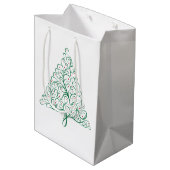 Elegante rode en groene kalligrafie kerstboom medium cadeauzakje (Achterkant Gekanteld)