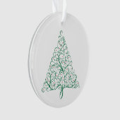 Elegante rode en groene kalligrafie kerstboom ornament (voorkant)