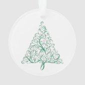 Elegante rode en groene kalligrafie kerstboom ornament (achterkant)