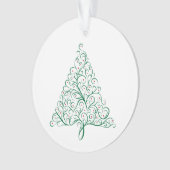 Elegante rode en groene kalligrafie kerstboom ornament (voorkant)