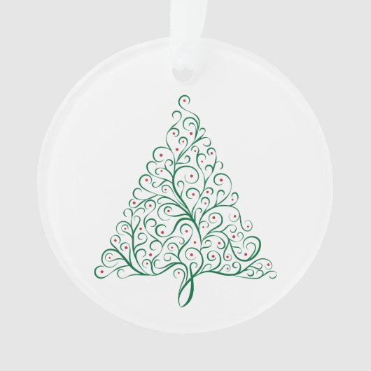 Elegante rode en groene kalligrafie kerstboom ornament (voorkant)