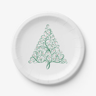 Elegante rode en groene kalligrafie kerstboom papieren bordje