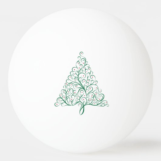 Elegante rode en groene kalligrafie kerstboom pingpongbal (Voorkant)