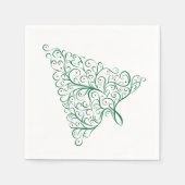 Elegante rode en groene kalligrafie kerstboom servet (Voorkant)