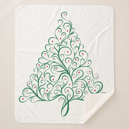 Elegante rode en groene kalligrafie kerstboom sherpa deken (Voorkant)