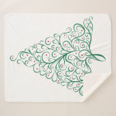 Elegante rode en groene kalligrafie kerstboom sherpa deken (Voorkant (horizontaal))