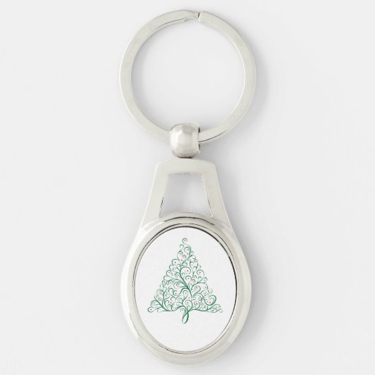 Elegante rode en groene kalligrafie kerstboom sleutelhanger (Voorkant)