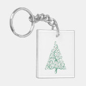 Elegante rode en groene kalligrafie kerstboom sleutelhanger (Voorkant Links)