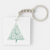 Elegante rode en groene kalligrafie kerstboom sleutelhanger (Achterkant)