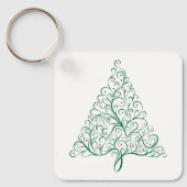 Elegante rode en groene kalligrafie kerstboom sleutelhanger (Voorkant)