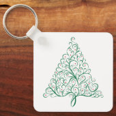 Elegante rode en groene kalligrafie kerstboom sleutelhanger (Voorkant)