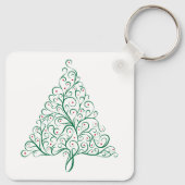 Elegante rode en groene kalligrafie kerstboom sleutelhanger (Achterkant)