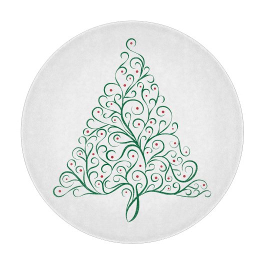 Elegante rode en groene kalligrafie kerstboom snijplank (Voorkant)
