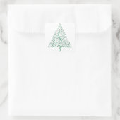 Elegante rode en groene kalligrafie kerstboom vierkante sticker (Tas)