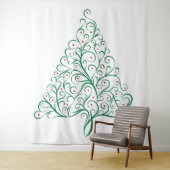 Elegante rode en groene kalligrafie kerstboom wandkleed (In situ)