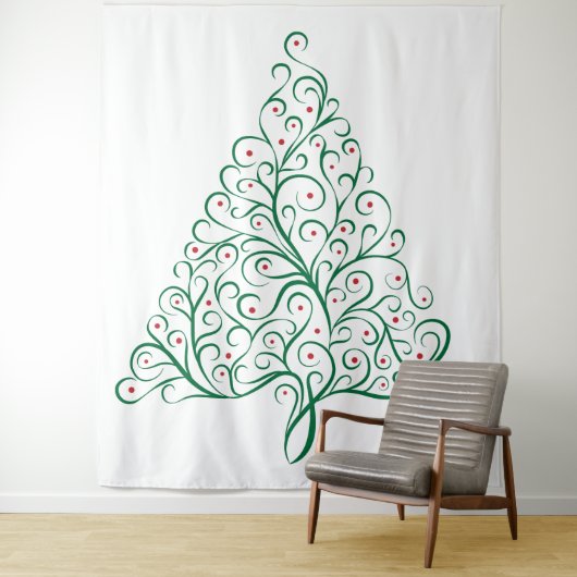 Elegante rode en groene kalligrafie kerstboom wandkleed (In situ)