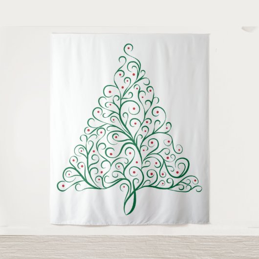 Elegante rode en groene kalligrafie kerstboom wandkleed (Voorkant)