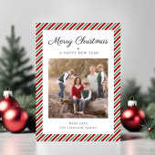 Elegante rode en groene kerstfoto feestdagenkaart