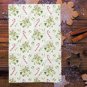 Elegante rode en groene kerstgroen theedoek