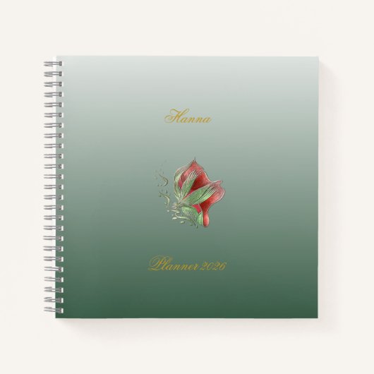 Elegante rode en groene notitieboek (Voorkant)