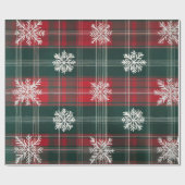 Elegante  rode en groene sneeuwvlokken cadeaupapier (Vlak)