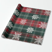Elegante  rode en groene sneeuwvlokken cadeaupapier (Uitgerold)