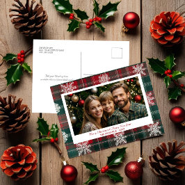 Elegante rode en groene sneeuwvlokken vakantie bri feestdagenkaart