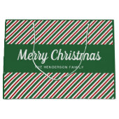 Elegante rode en groene strepen Kerstmis Groot Cadeauzakje (Voorkant)