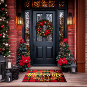 Elegante rode en groene Tartan Plaid Kerstmis Deurmat