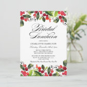 Elegante rode en groene vakantie bruids lunch kaart (Staand voorkant)