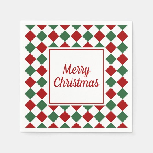 Elegante rode en groene vrolijke kerst servet (Voorkant)
