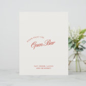 Elegante rode en ivoren open bar trouwbord (Staand voorkant)
