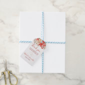 Elegante Rode en Ivoren Rozen Bruiloft Cadeaulabel (Met Touw)