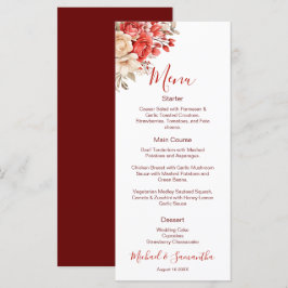 Elegante Rode en Ivoren Rozen Bruiloft Menu