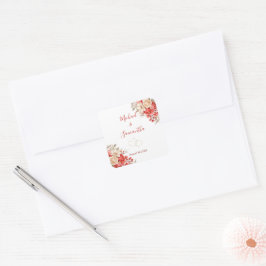 Elegante Rode en Ivoren Rozen Bruiloft Vierkante Sticker