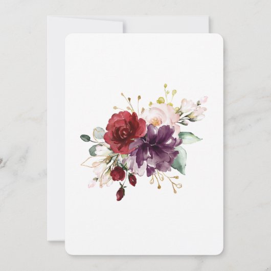 Elegante rode en paarse bloemrijke Moederdag Brunc Kaart (Achterkant)