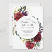 Elegante rode en paarse bloemstuk Moederdag Brunch Kaart (Voorkant)