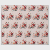 Elegante rode en perzik blos cadeaupapier (Vlak)