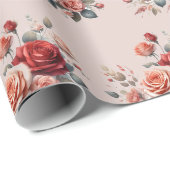 Elegante rode en perzik blos cadeaupapier (Rol Hoek)