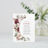 Elegante rode en roze bloemen verjaardag feestdagenkaart (Staand voorkant)
