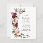 Elegante rode en roze bloemen verjaardag feestdagenkaart (Voorkant)