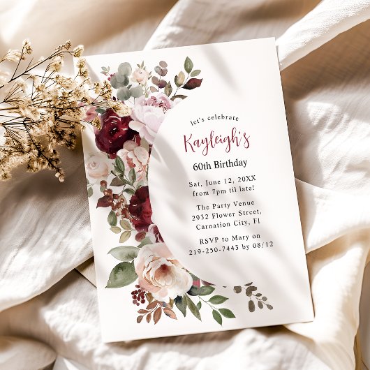 Elegante rode en roze bloemen verjaardag feestdagenkaart