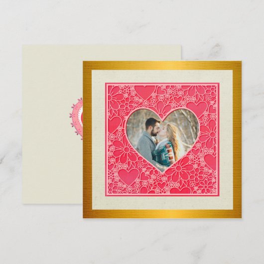 Elegante rode en roze bloemharten Valentijnsdag (Voorkant / Achterkant)