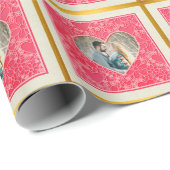 Elegante rode en roze bloemharten Valentijnsdag Cadeaupapier (Rol Hoek)