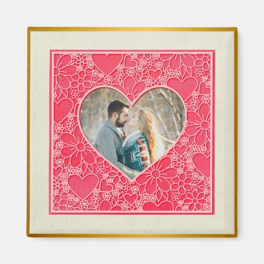 Elegante rode en roze bloemharten Valentijnsdag Magneet