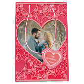 Elegante rode en roze bloemharten Valentijnsdag Medium Cadeauzakje (Voorkant)