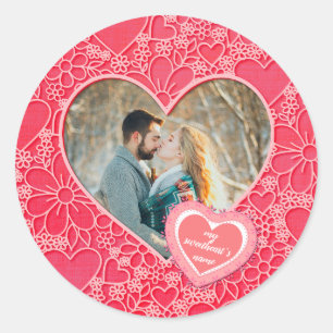 Elegante rode en roze bloemharten Valentijnsdag Ronde Sticker
